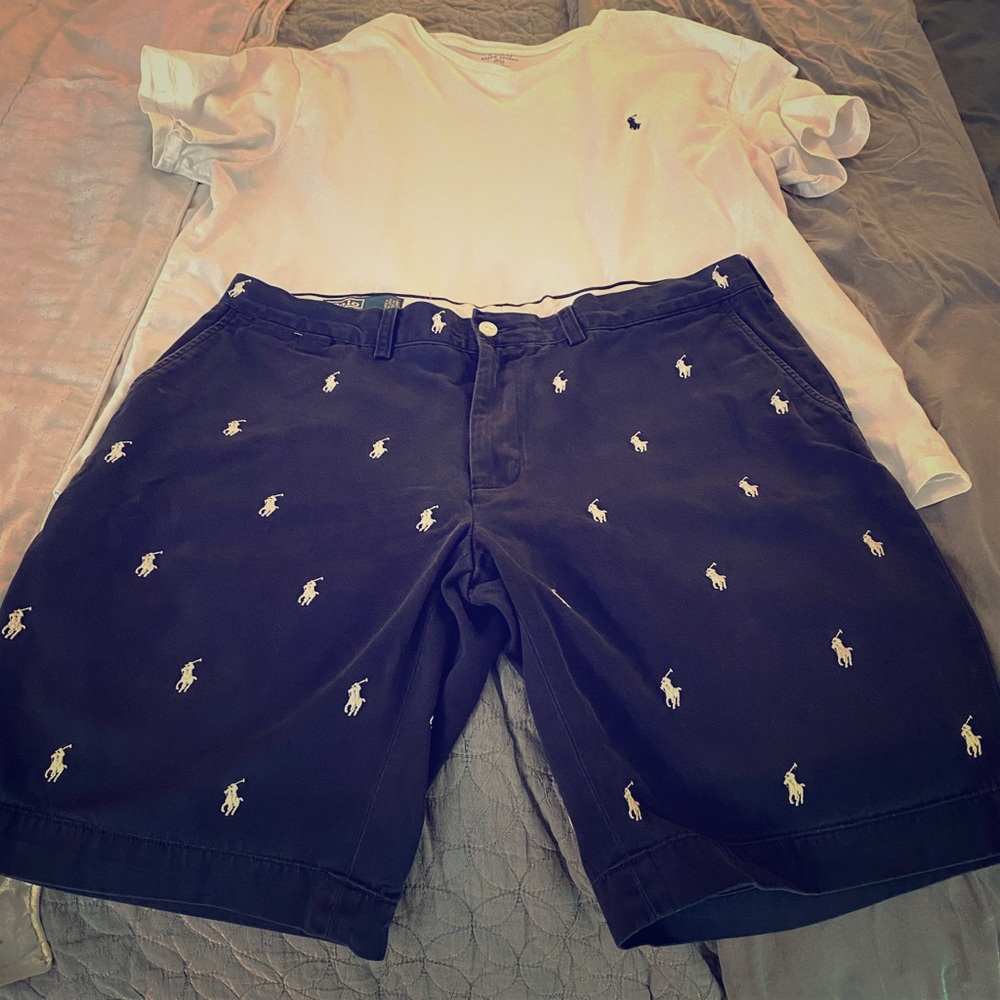 Men’s polo all-over pony print shorts with shirt
